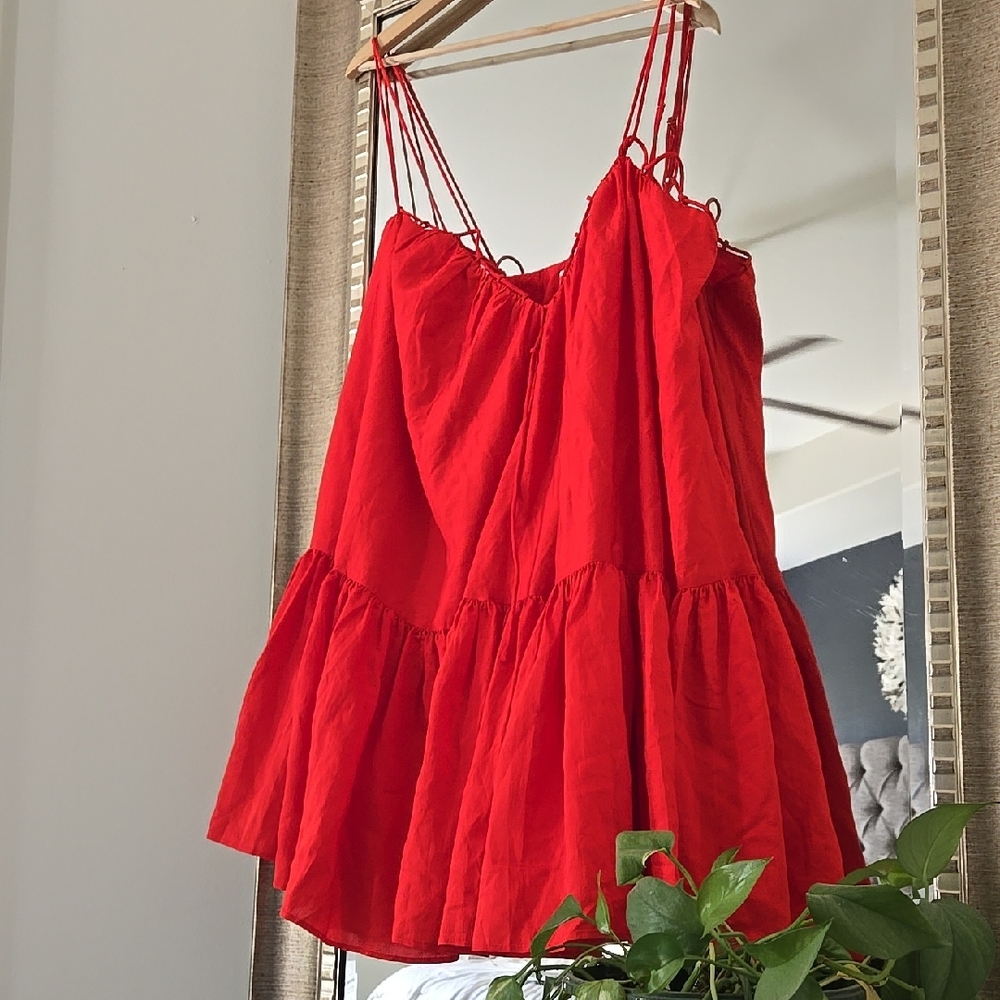 H&M Red Ruffled Tiered Sundress